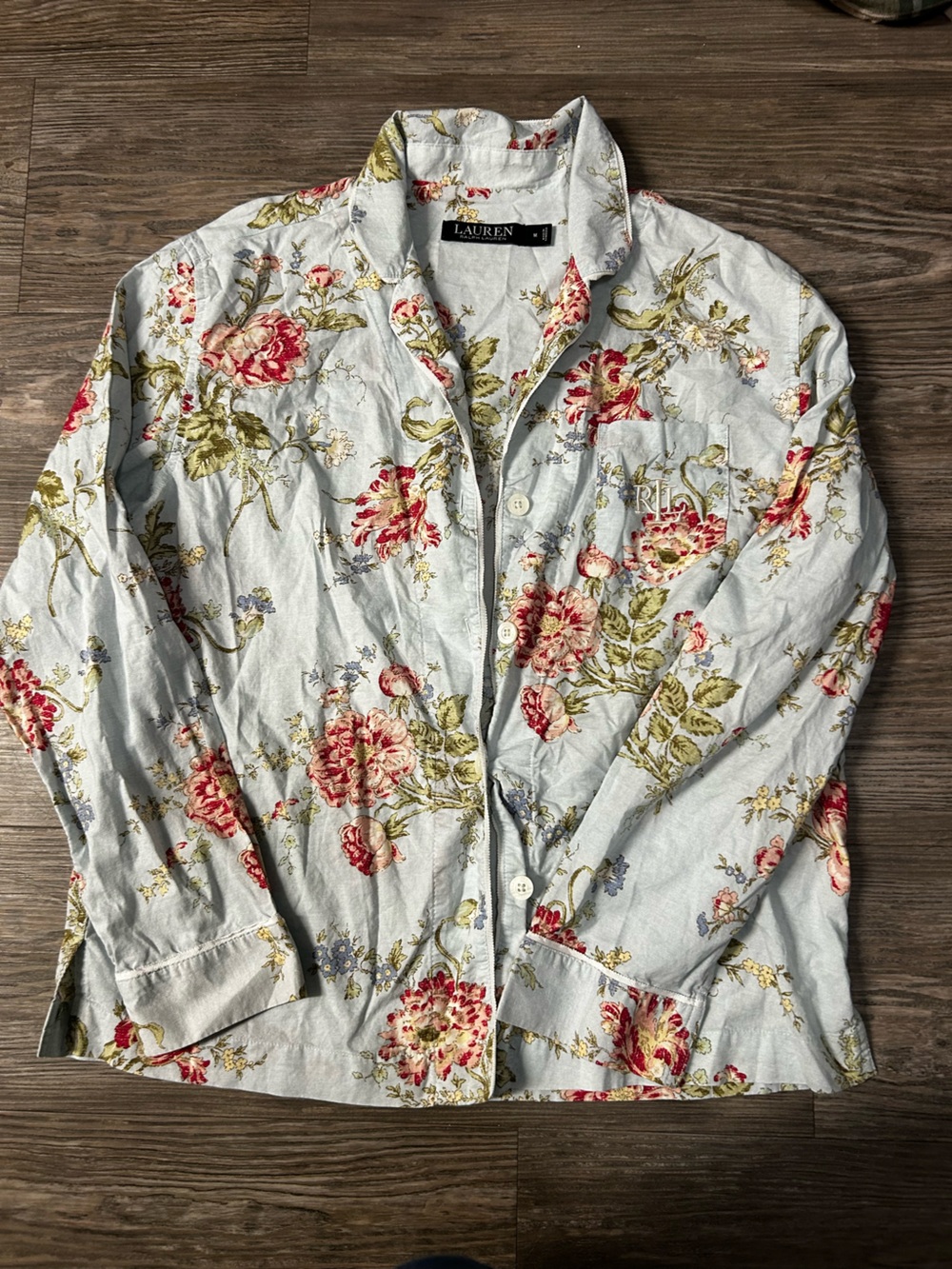 Ralph Lauren Light Blue Floral Button-Up Shirt Jacket